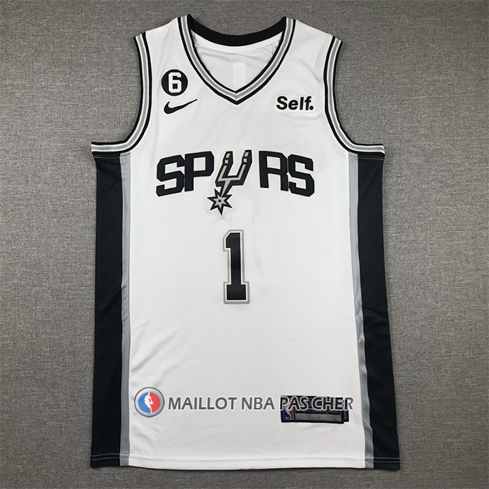 Maillot San Antonio Spurs Victor Wembanyama NO 1 Association 2022-23 Blanc